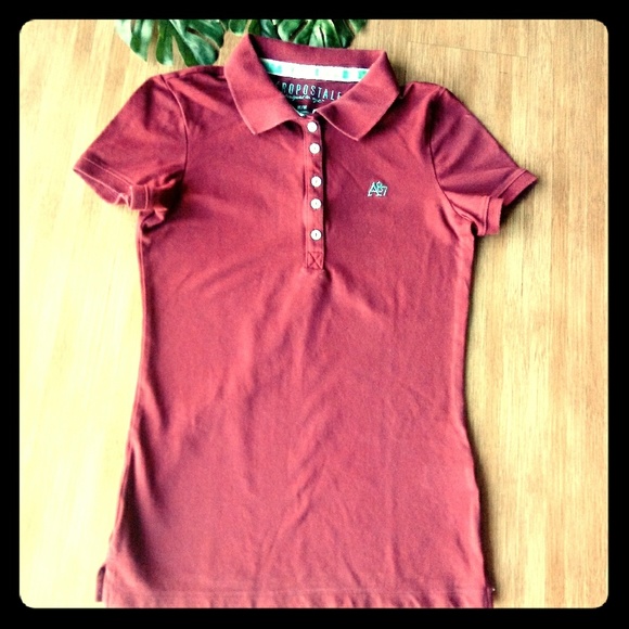 Aeropostale Red Wine T Shirt Polo Size M - Picture 2 of 5